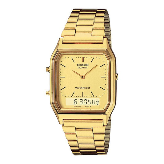 Casio AQ-230A: Gold Bracelet & Gold Dial